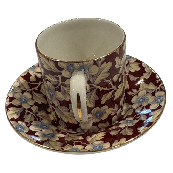 Lord Nelson Ware Porcelain Teacup Saucer Espresso Royal Brocade Chintz England - Picture 7 of 10